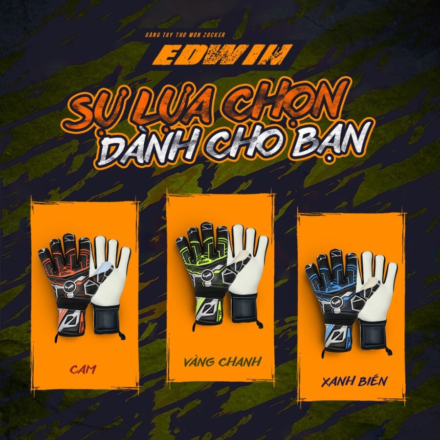 Găng Tay Thủ Môn Zocker Gloves Edwin - Đen/Xanh Biển